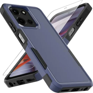 Military Grade Phone Case with Screen Protector,Moto G 5G 2025 (Blue)